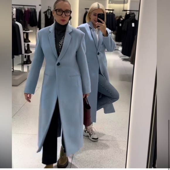 Zara Fitted Wool Blend Coat - Picture 9 of 15